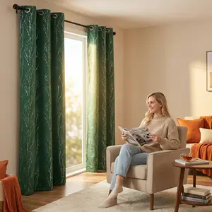 Curtain Club 2 Panels 34x84/52x84/52x63inch Tree Branch Blackout Curtains for Bedroom & Living Room Thermal Insulated Room Darkening Grommet Window Drapes Rubber Metallic Printed Lilac Blackout Privacy Grommet Curtains Set FT24791