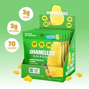 Shameless Snacks Sour Pineapple Punch Candy | Keto Gummy Candy with Low Sugar & Low Calorie | Healthy Vegan Snacks for Kids & Adults