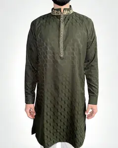 NYC Skyline Panjabi/Kurta, Deep Olive