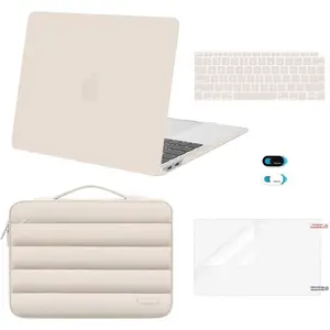 MOSISO MacBook Air 13 inch Case 2022 2021 2020 2019 2018 A2337 M1 A2179 A1932 Hard Shell Puffy Sleeve Keyboard Skin Webcam Cover Screen Protector Bundle