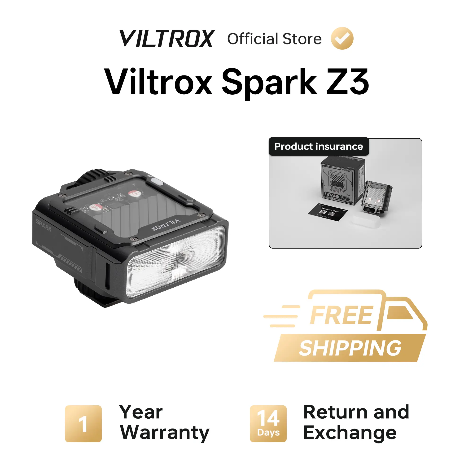 Viltrox Spark Z3 TTL Metal On-Camera Flash - 26Ws Burst, 7-Stop Control, 650 Flashes, Fast Charging, Optical Trigger, TTL Sync | Compatible with Nikon, Fujifilm, Sony, Canon | Z3 Series Camera Accessories, Photo Lighting