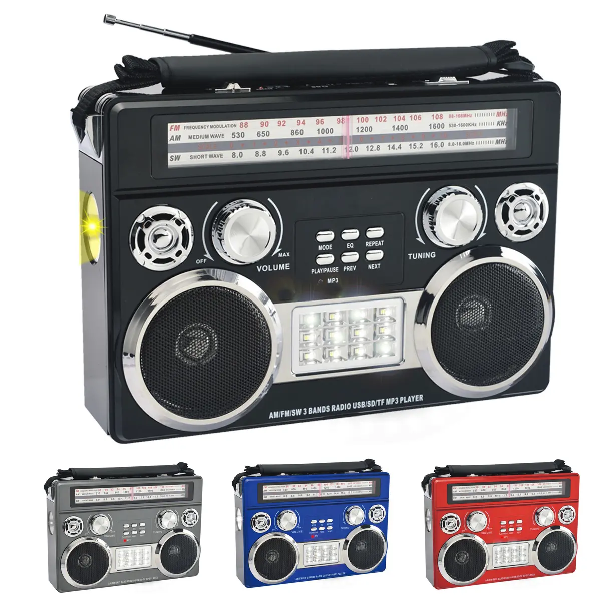 Retro Portable Handheld Multifunctional Radio - 3-Band AM/FM/SW, Rechargeable 2-in-1 Audio Speaker with MP3 Support, Flashlight, Floodlight, Built-In Speaker Classic Radio & Cassette Player, Handheld Radio,back to school,back to school haul