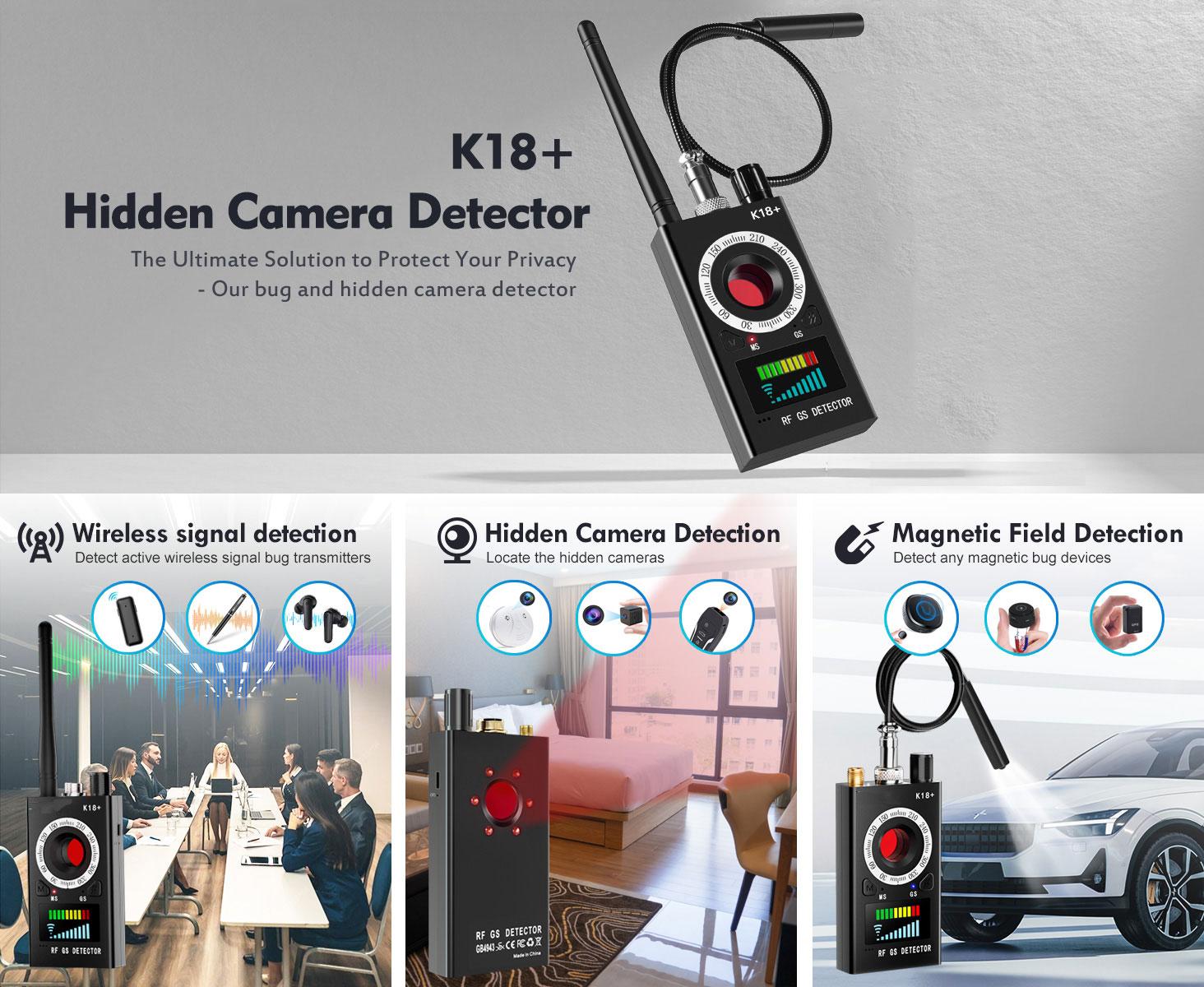 Multi-Function Alarm Device | K18 Hidden Camera Detector, GPS Detector, Magnetic Field Sensor – Portable Privacy Protection Tool for Home, Office, Hotel, and Travel Security