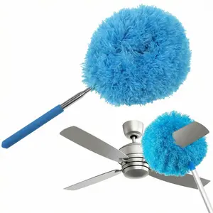 Extendable Handle Microfiber Duster with Removable Head | Anti-Static, Washable & Reusable | Fits Most Standard Ceiling Fans | Ideal for Household & Seasonal Cleaning (Summer/Fall)
