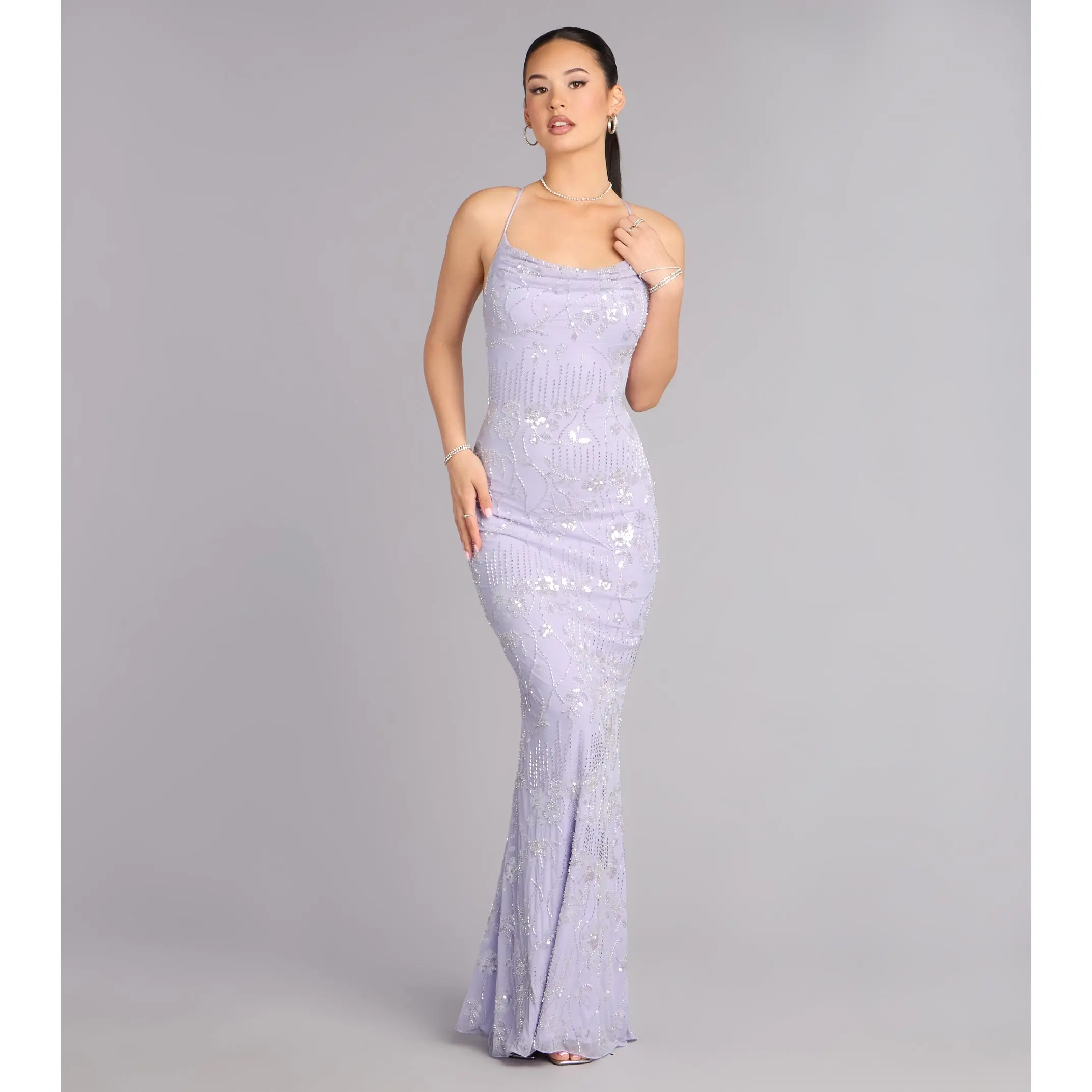 Sera Formal Sequin Beaded Mermaid Dress