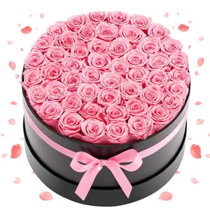 【FathersDayGift】VEVOR Forever Flowers, 50 Preserved Roses in a Box, Eternal Flowers Immortal Bouquet Birthday Present for Delivery Prime Women Her Wife Mothers, Anniversary, Valentine's Day,Christmas, Sweet Pink