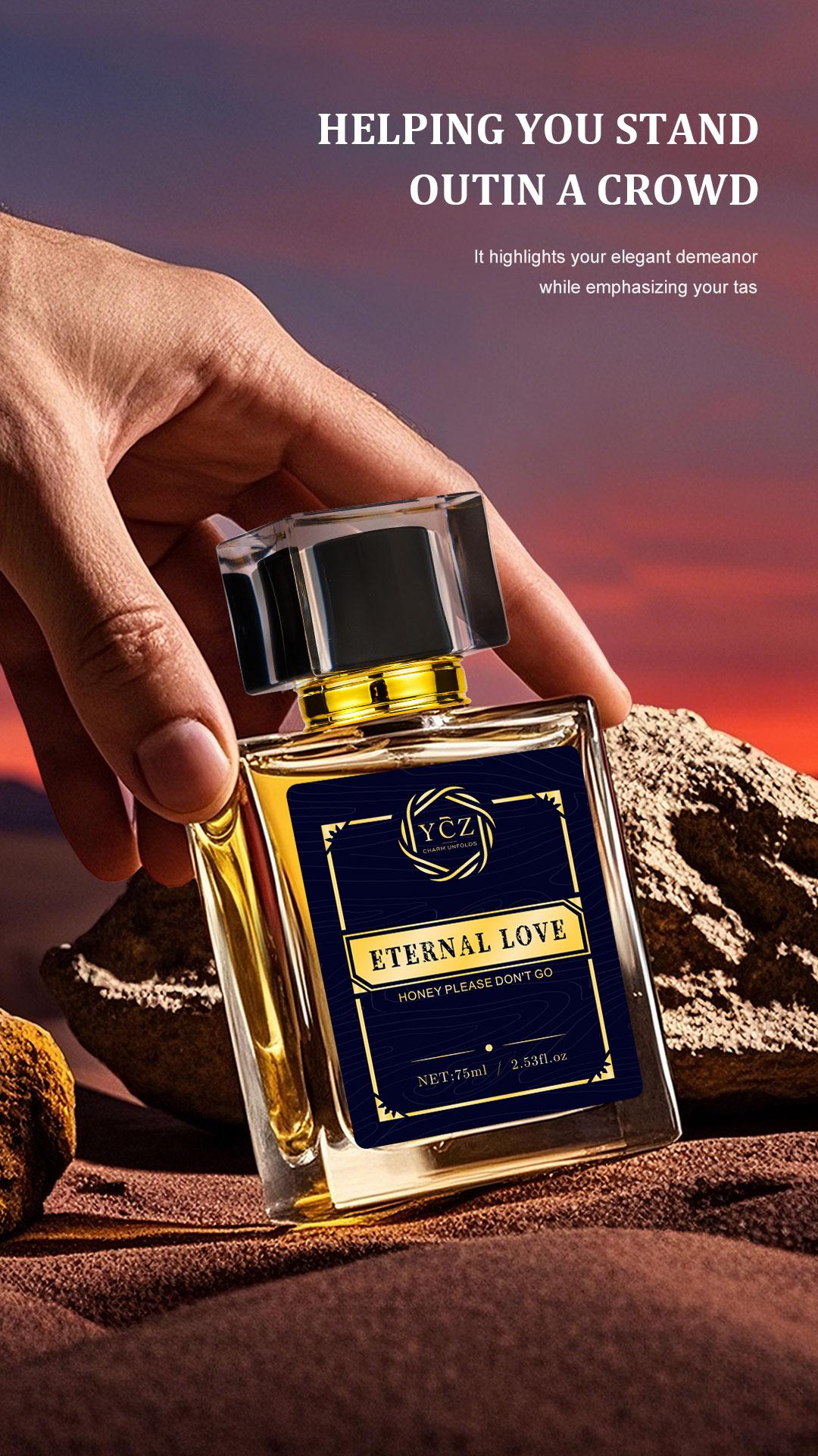 YCZ Eternal Love Men's Cologne 2.6oz Aromatic Citrusy Woody Scented Eau De Parfum 75ml Gift for Clubbers Liquid Perfume with Lemon & Pineapple Notes Fragrances Cosmetics Elegant Fragrance Bold Elegant Fragrance Captivating Fragrance