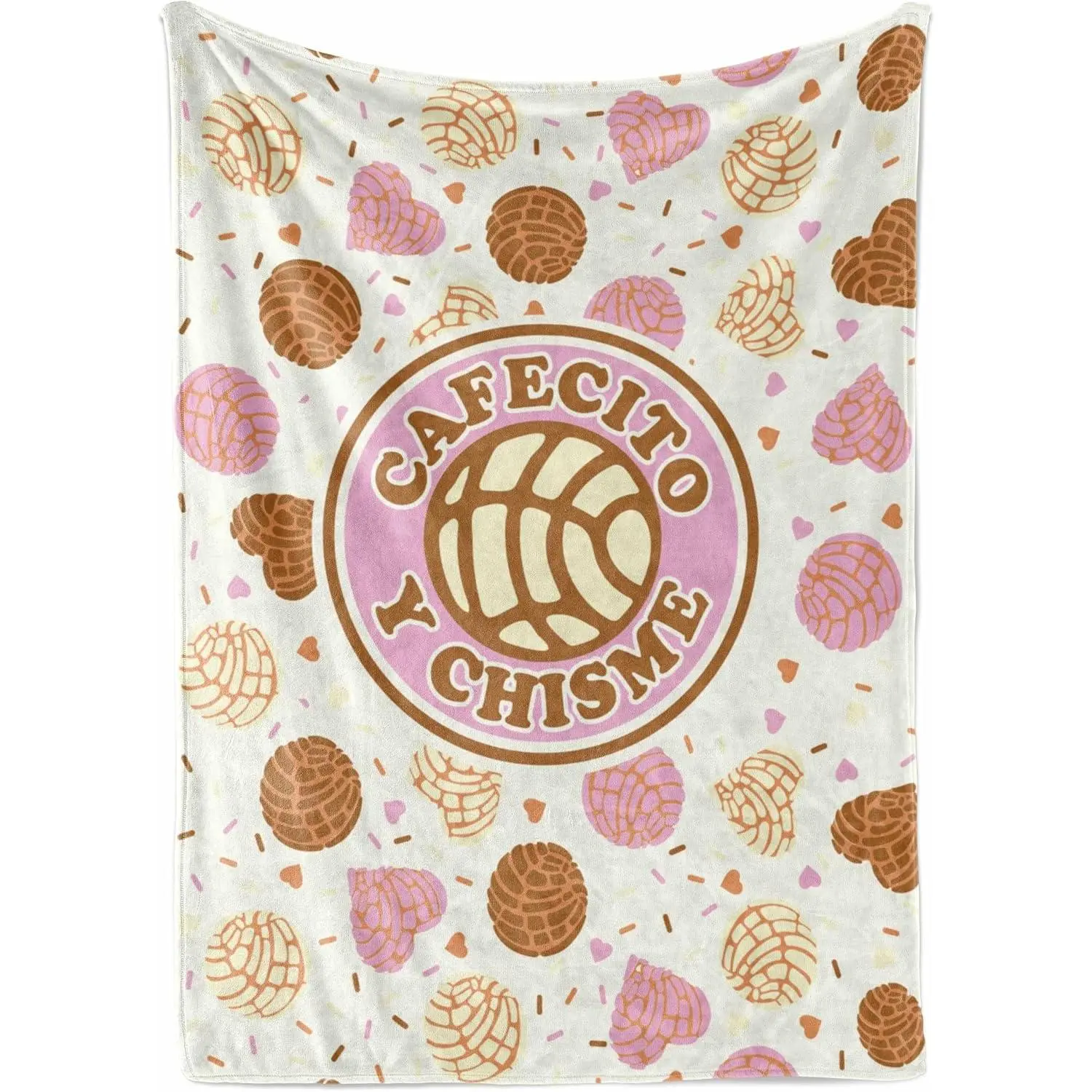 Concha Throw Blanket, Mexican Concha Gifts for Women and Concha Lovers, Tortilla Blanket, 50" x 65", Cafecito Y Chisme