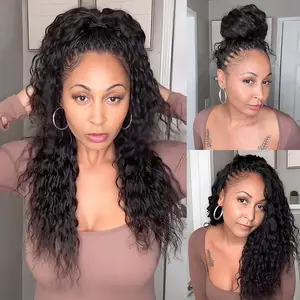 QVR Water Wave Crochet Hair Natural Black Machine Made Feather Crochet Human Hair Extension Miracle Knots Boho Braids