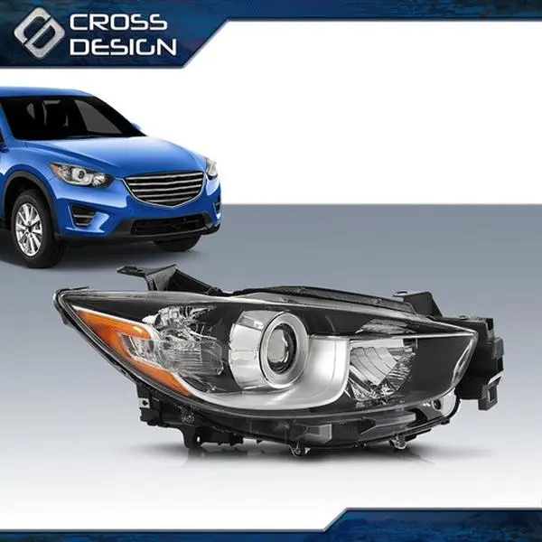 CROSSDESIGN Durable Halogen Projector Beam Headlight Assembly - High Quality Materials, Mazda CX-5 2013-2016 Right Passenger Side, Car Exterior Upgrade, Vehicle-Specific Fit (Excludes GS Grand Touring Direct Fit), Night Driving, Factory Direct Pricing, Ca