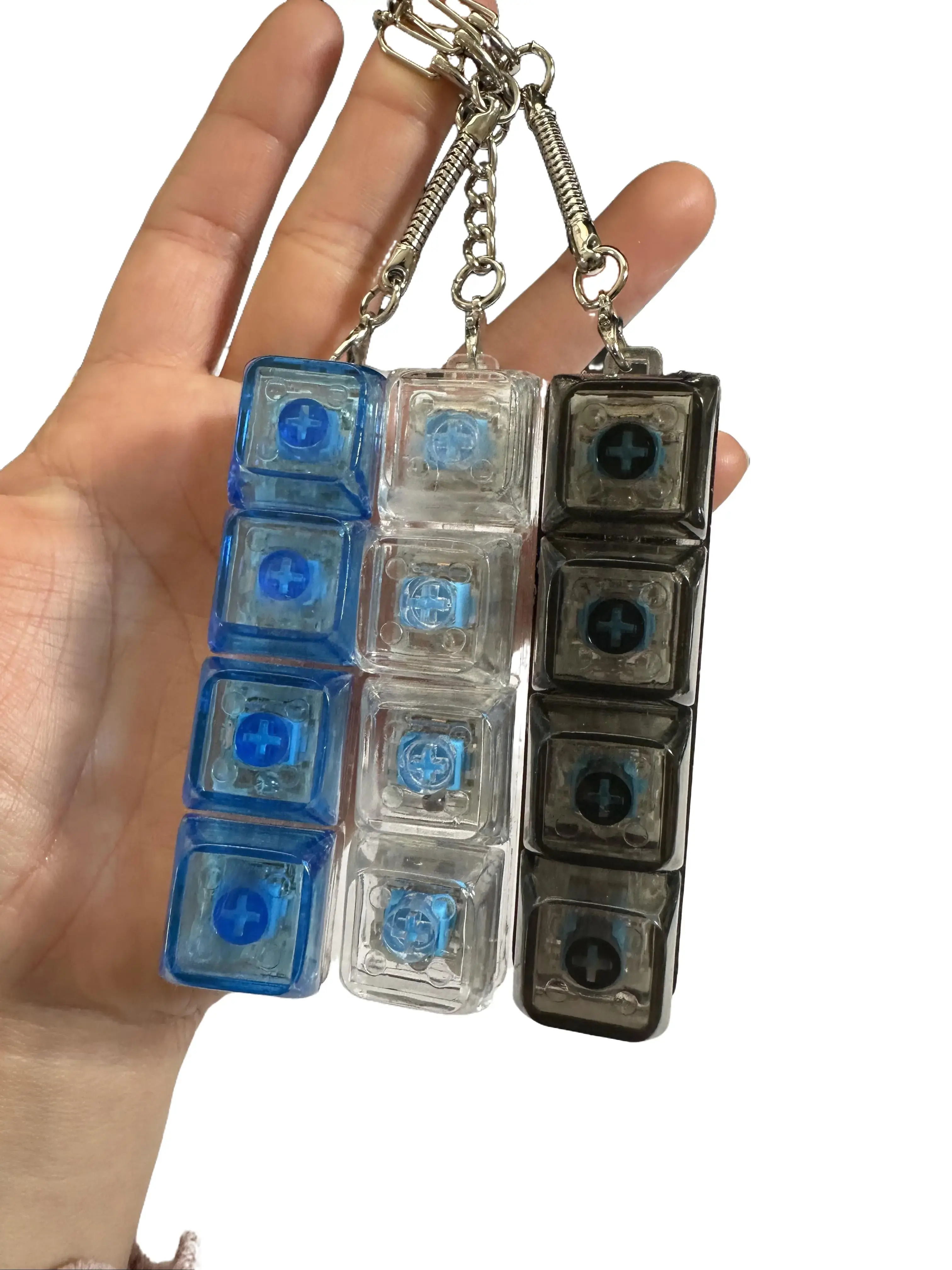 3 Pcs Keyboard Fidget Toy for Adults or kids fidget keyboard clicker toys with LED lights keychain stress relief for anxiety decompression