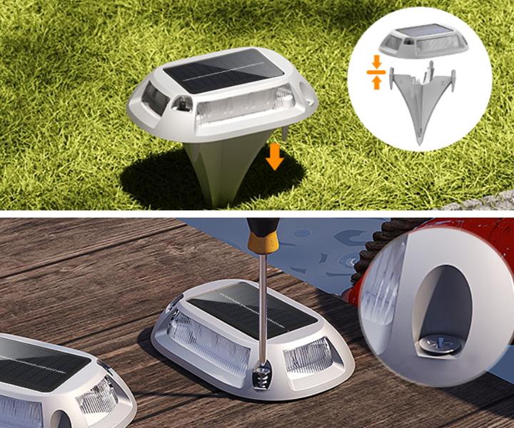 FabStyl Durable Aluminum Solar Driveway Deck Dock Light, 9 RGB Lighting Colors Modes, Ourdoor Waterproof Decorative Light Lamp for Ground, Pathway, Boat Dock, Step, Walkway, Path, Garden, Lane, Yard, Patio FabStyl Durable Aluminum Solar Driveway Deck Dock Light, 9 RGB Lighting Colors Modes, Ourdoor Waterproof Decorative Light Lamp for Ground, Pathway, Boat Dock, Step, Walkway, Path, Garden, Lane, Yard, Patio