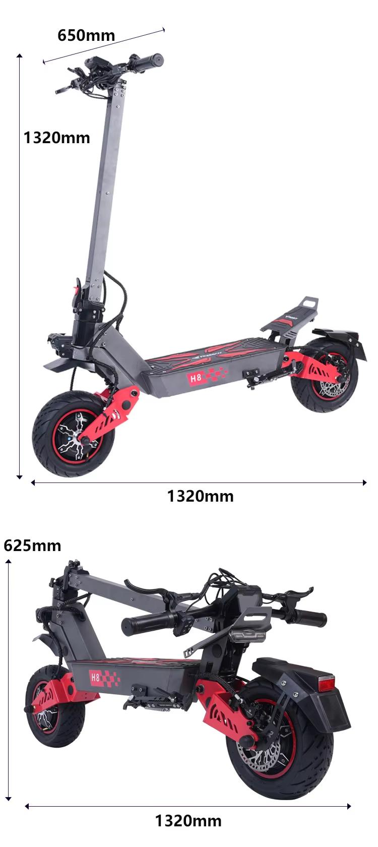 H8 Carbon Steel 2-Wheel Kick Commuting Scooter - 6000W Dual-Drive, Adult Long-Range, Overseas Warehouse Spot, Straight Hair Design, Two-Wheel Kick Scooters