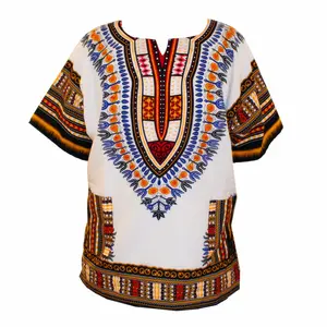 Lue's House New Fashion Design African Traditional Printed 100% Cotton Dashiki T-shirts for Unisex