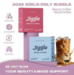 Jiggle Girl-Only Daily Coffee Bundle  | Beauty & Mood Protein Instant Coffee | No Sugar, No Jitters | 56 Packs On-the-Go Low Caffeine