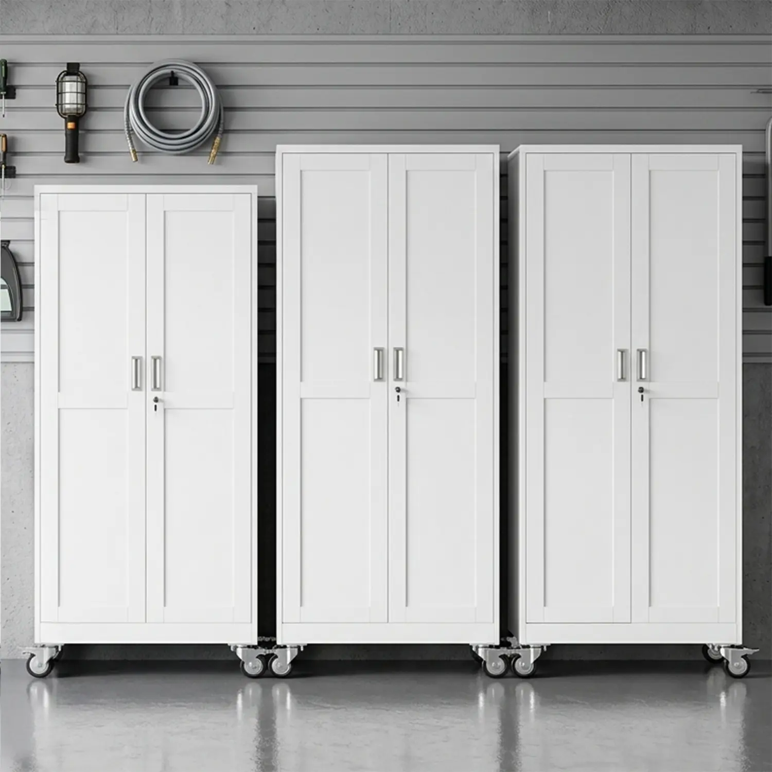 Heavy Duty Garage Storage Cabinet with Wheels and Lock, Steel Rolling Tool Cabinet with Adjustable Shelves, Lockable File Organizer for Office, Home, Workshop, School