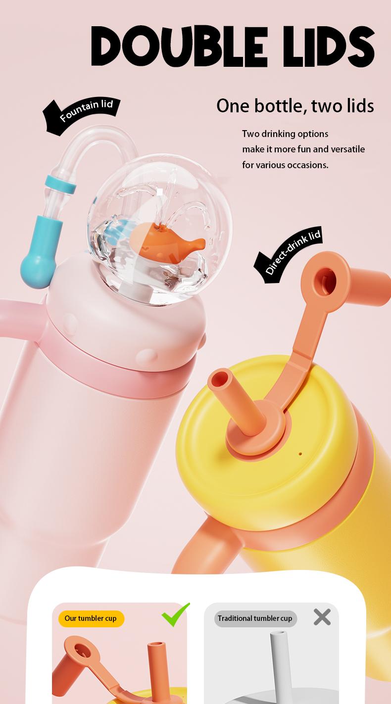 【COMOBEBE】24oz Stainless Steel Whale Fountain Tumbler – Spill-Proof, Dual Lids, Durable Handle, Dishwasher Safe, Cute and Fun for Kids & Adults 【COMOBEBE】24oz Stainless Steel Whale Fountain Tumbler – Spill-Proof, Dual Lids, Durable Handle, Dishwasher Safe, Cute and Fun for Kids & Adults