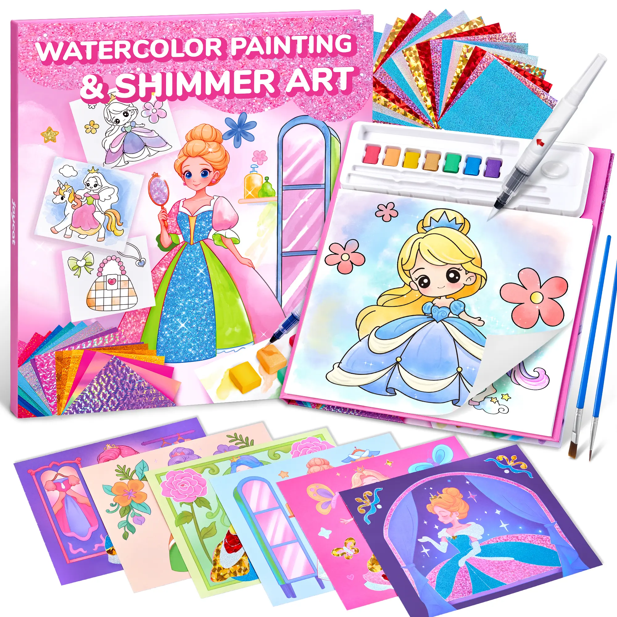 JoyCat Paint-with-Water Coloring Book Box - No-Mess Art Crafting Kit, Handcraft Art Kit, Watercolor Book for Kids Ages 4+, Coloring + Craft in 1 Set, DIY Creative Gift for Boys & Girls