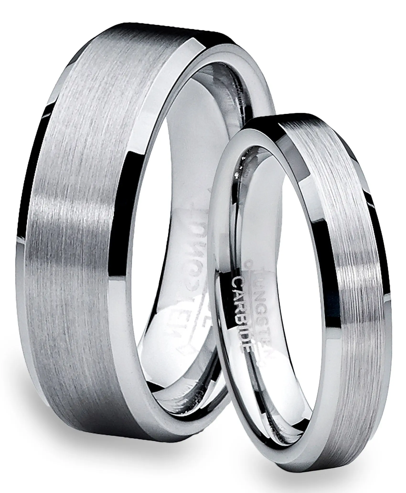 His & Hers Cobalt-Free Silvertone Tungsten Wedding Ring Sets, High Polish, Gentle on Skin, 6MM Men’s & 4MM Women’s Bands, Gift-Box Set, Matching Wedding Band, Tarnish Resistant Ring