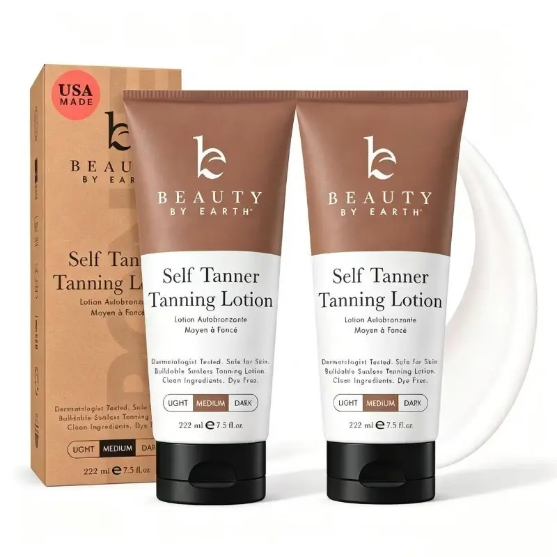 【Buy 1 Get 1 Free】Beauty by Earth Gradual Self Tanner Body Lotion - Natural, Streak-Free Sunless Tanning Body Care Products for Bronzed, Hydrating Glow, Made in USA, Vegan, Cruelty-Free, Pregnancy-Safe