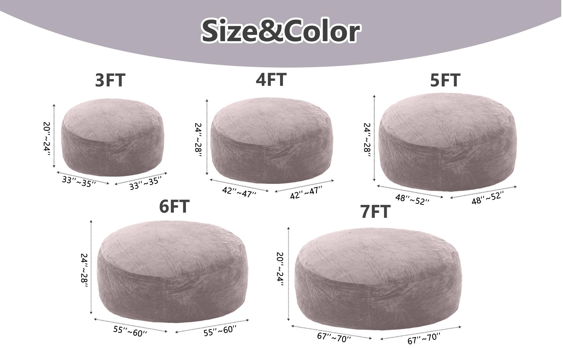 3FT/4FT bean bag Lazy sofa beanbag Chair USA Ship Free High-Rebound Memory Foam Furniture Soft flannel fabric