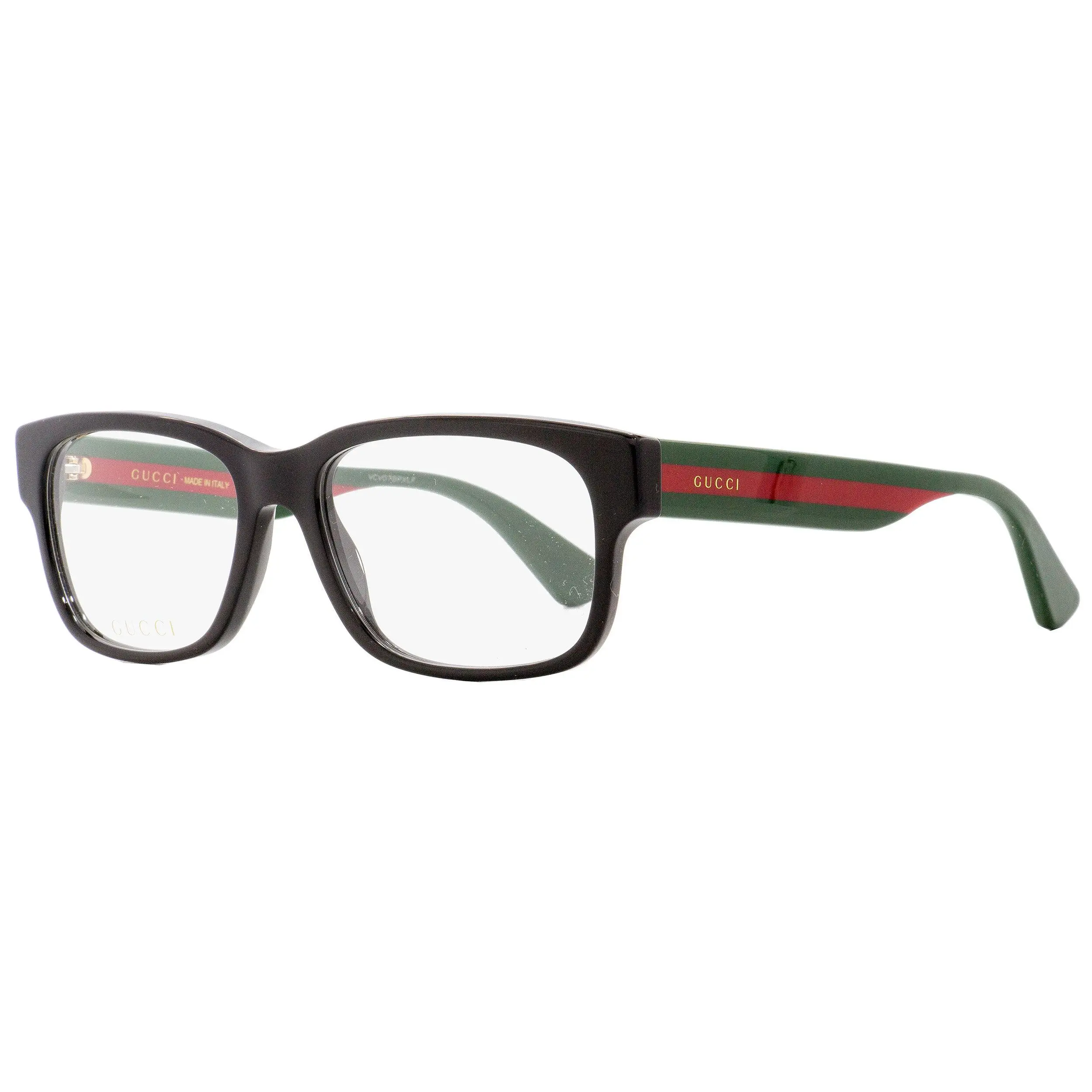 Gucci Statement Frame Glasses - GG0343O 007, Black/Green/Red, 57mm, Square Full Rim, High-Quality Materials, Demo Lenses Included, Male