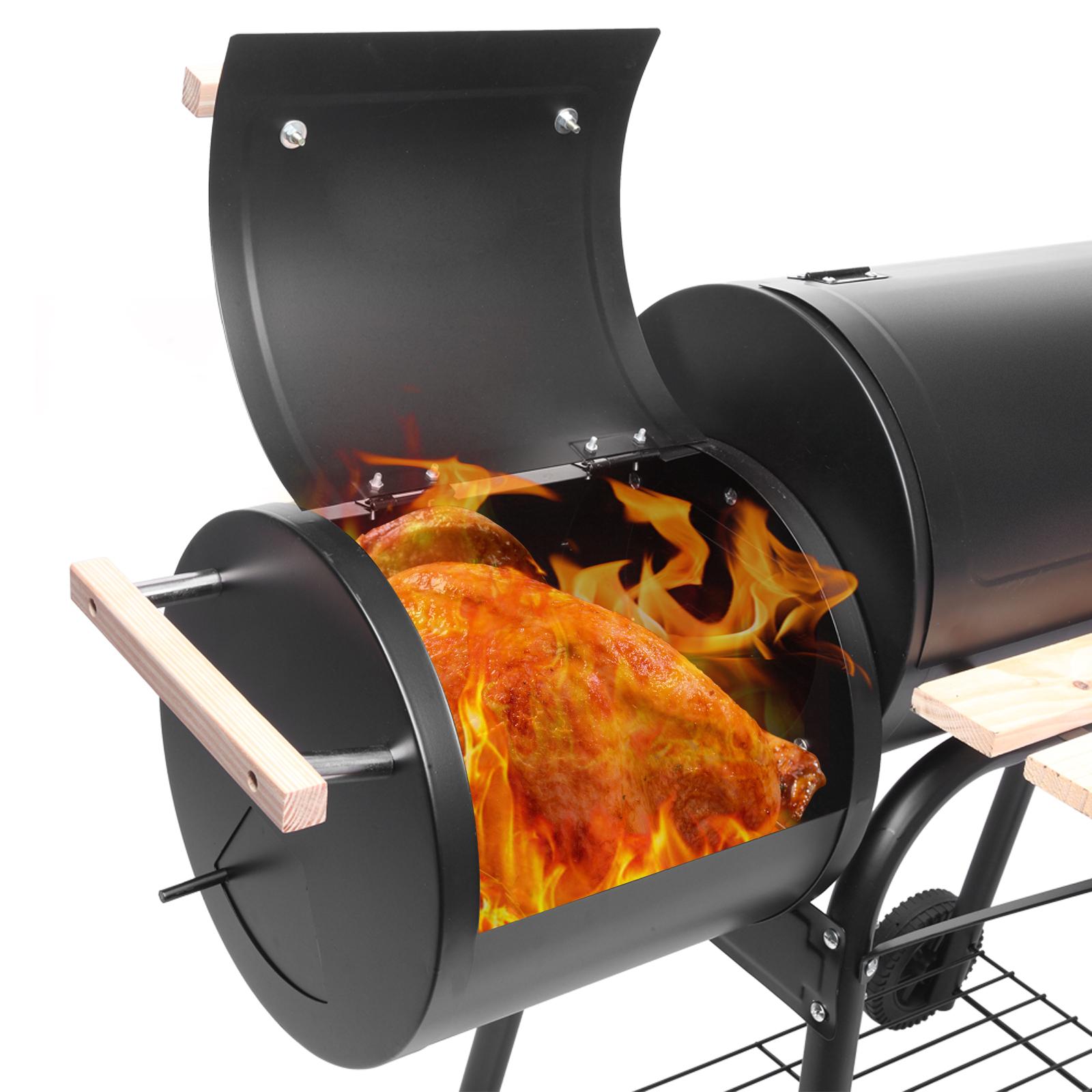 Ubesgoo BBQ Charcoal Grill, Outdoor Patio Barbecue Cooker With Offset Smoker, Wheels And Tray For Balcony Picnics, Party And Camping