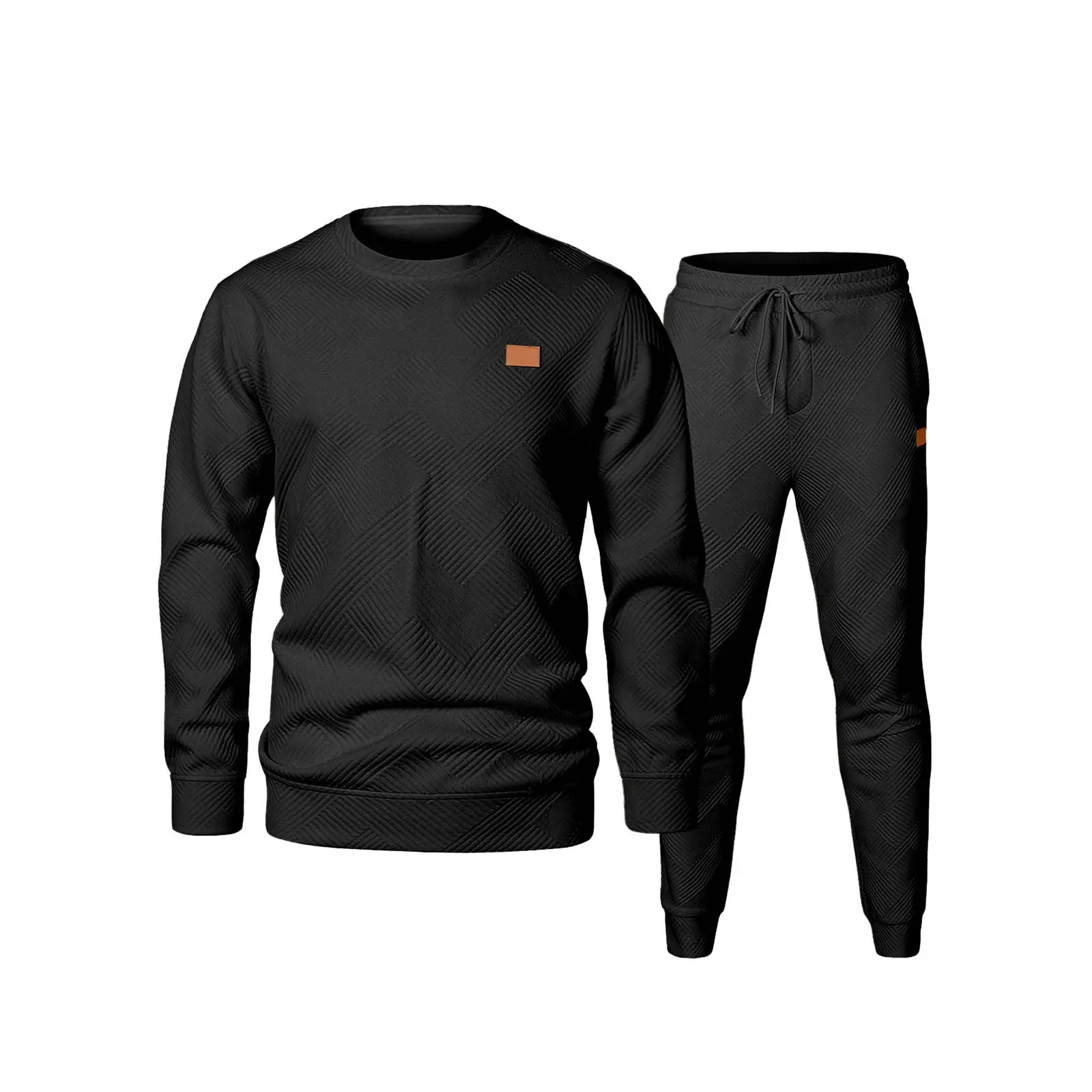 JMIERR Men's 2 Piece Outfits Knit Jacquard Pullover Sweatshirt Tracksuit & Joggers Sweatpants Sweatsuit Sets with Pockets