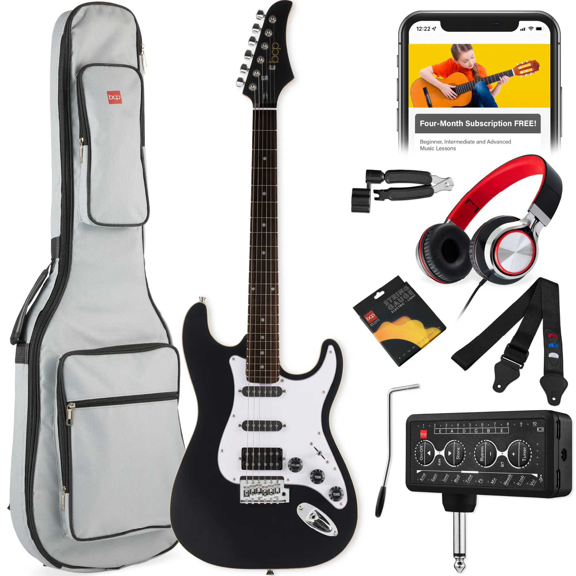 Best Choice Products Beginner Electric Guitar Kit w/ Headphone Amp, Padded Gig-Bag, Headphones Best Choice Products Beginner Electric Guitar Kit w/ Headphone Amp, Padded Gig-Bag, Headphones