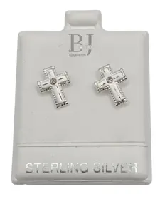 CROSS EARRING (ball clasp) (1641)