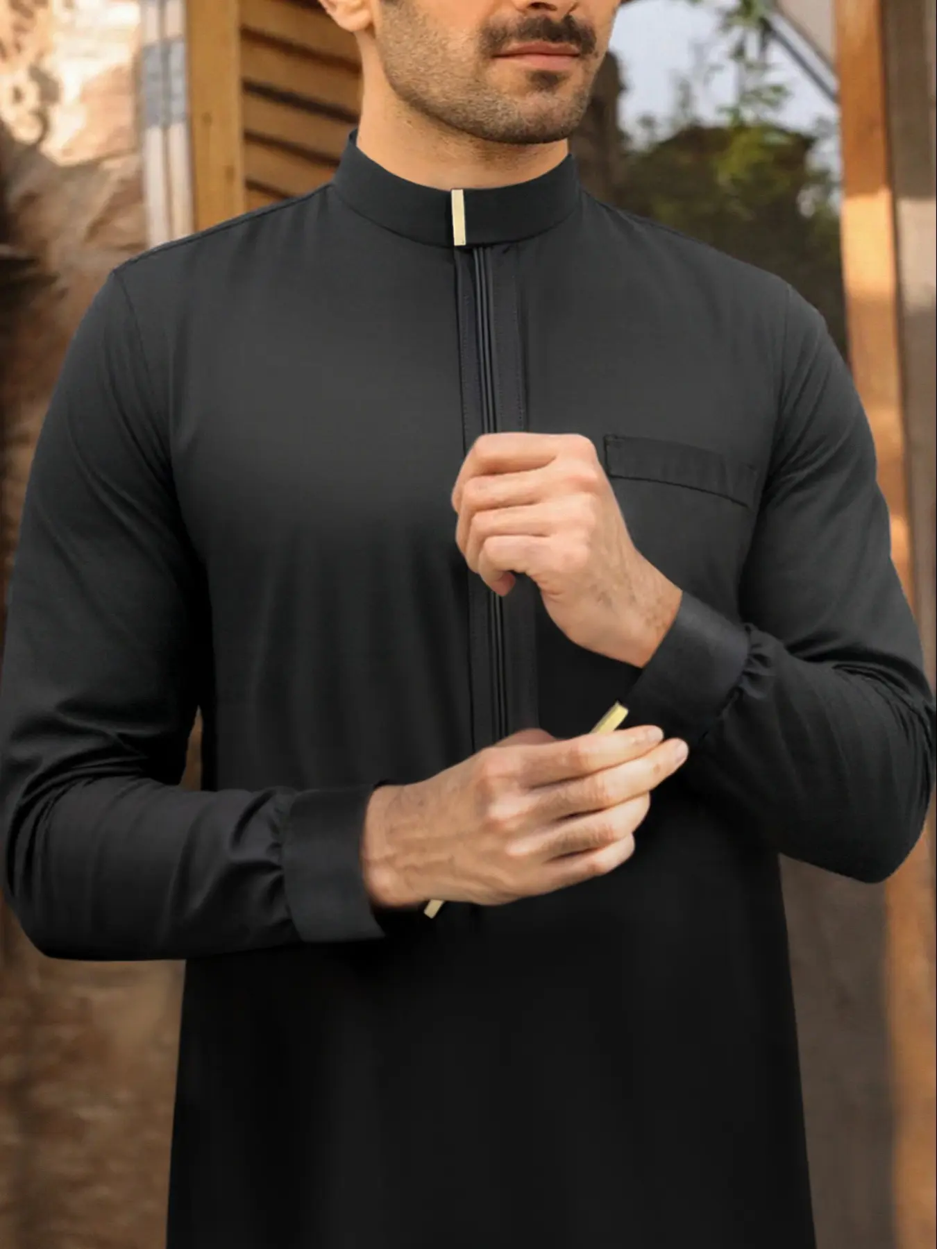 Men's Traditional Islamic Thobe, Modesty Thobe, Collared Style Thobe, Classic Stand-Collar Robe, Arabic Muslim Jubbah, Clothing for Ramadan and Eid, Clothes