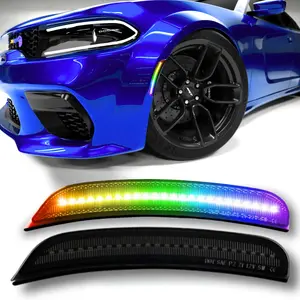 RGB LED Side Marker Lights for Dodge Charger (2015–2023) – Smoked Lens, Remote Controlled, Set of 4 (Standard & Widebody)