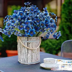 8PCS Lifelike Artificial Flower for Outdoor,Porch Decoration in Plastic Flower Material,UV Resistant Faux Outdoor Plastic Flower Plants for Outside Indoor Decor, Outdoor Fake Flowers