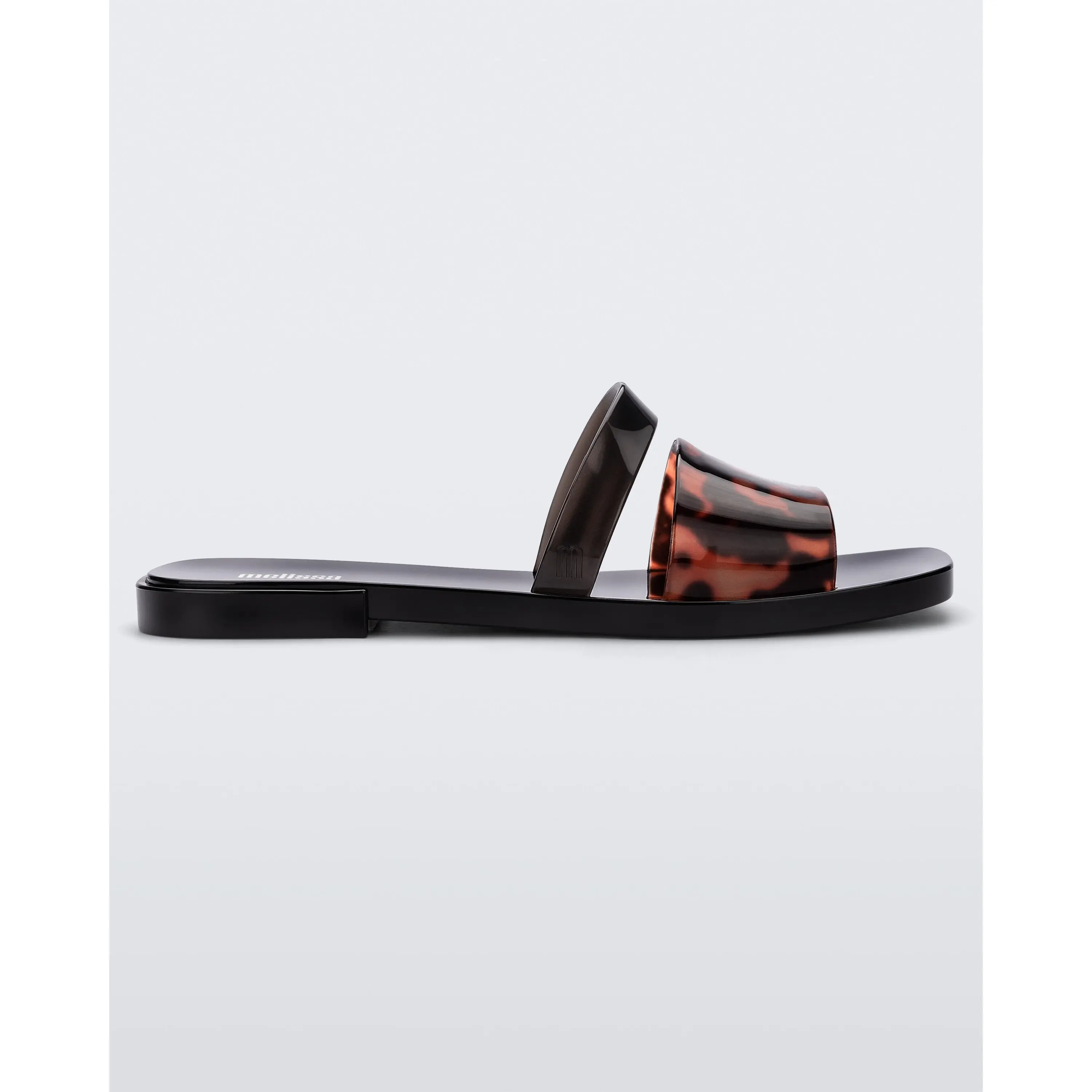 Melissa Women's 2-Tone Square-Toed Ivy Style Flat Slide Sandals, Casual Footwear, Flat Sandal Shoes, Slip On Fashionable Comfy Sandals Beach Slides Footwear
