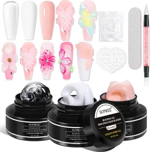 3D Flower Sculpting Solid Builder Gel Kit – 3PCS 30g Non-Sticky Nail Extension & 3D Carving Nail Gel