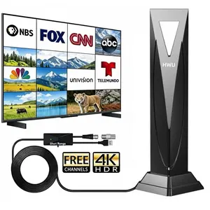Digital TV Antenna for Smart HD TV Local Channels Indoor Outdoor with Amplifier Signal Booster Support Smart 4K 1080p TV , Easy Setup Antenna for TV, Long Range Reception Telescopic Stand