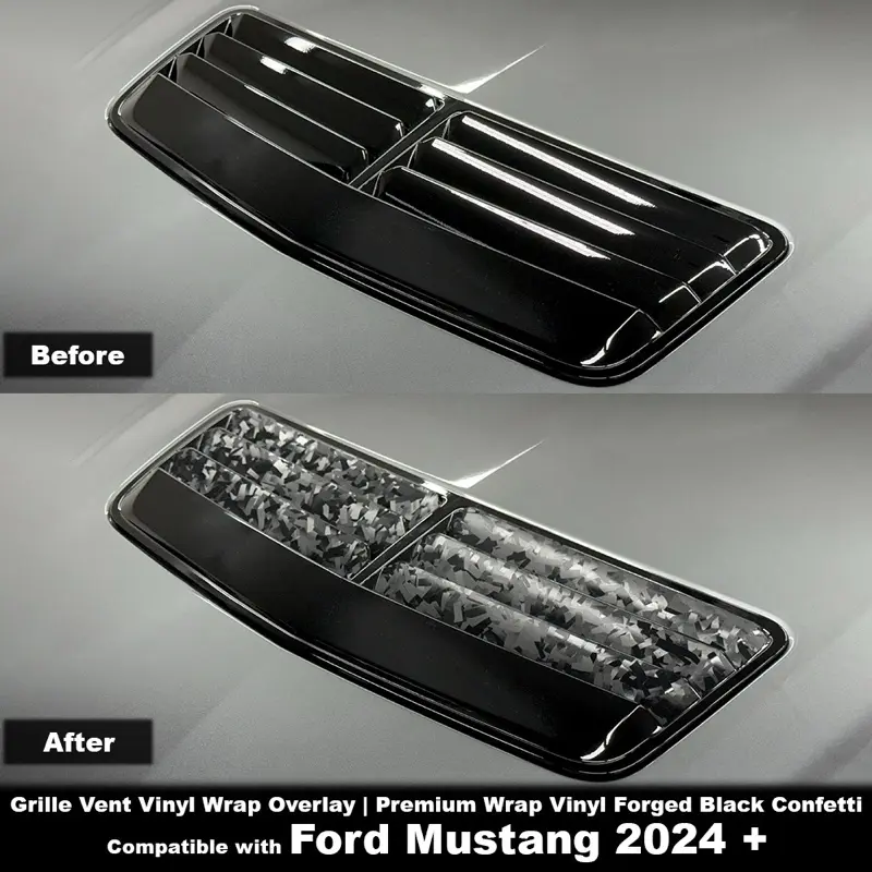 Crux Moto Hood Vent Vinyl Wrap Overlay – Forged Carbon Confetti | Precision fit compatible with Ford Mustang 2024, 2025, 2026 +