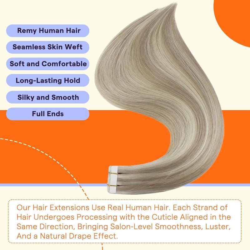 Full Shine Tape in Hair Extensions Seamless Skin Weft Human Hair Extensions 20 Pcs 50 Gram for Women holidayhaul