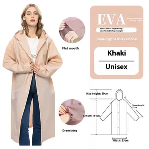 Reusable Transparent EVA Raincoat Unisex, Waterproof Long Rain Poncho Hooded Rain Cape for Women, Lightweight Compact Foldable, Scratch & Fade Resistant, Portable for Commute Travel Daily Outdoor Use