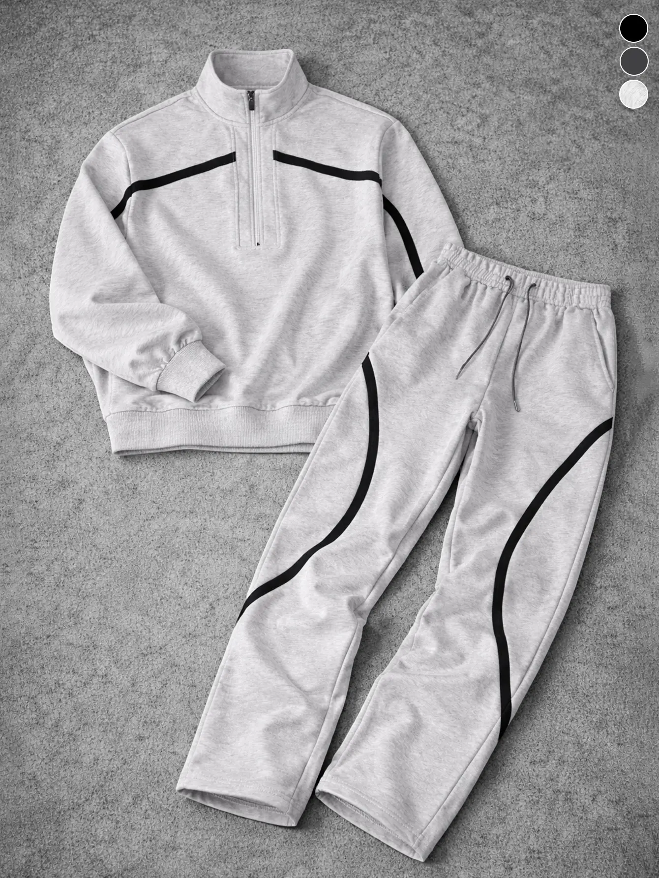 Men's half-zip sweater set, spliced printed zipper shirt and matching leggings, loose and casual street style, complete wear, sports suit Complete Outfit Tracksuit Sets