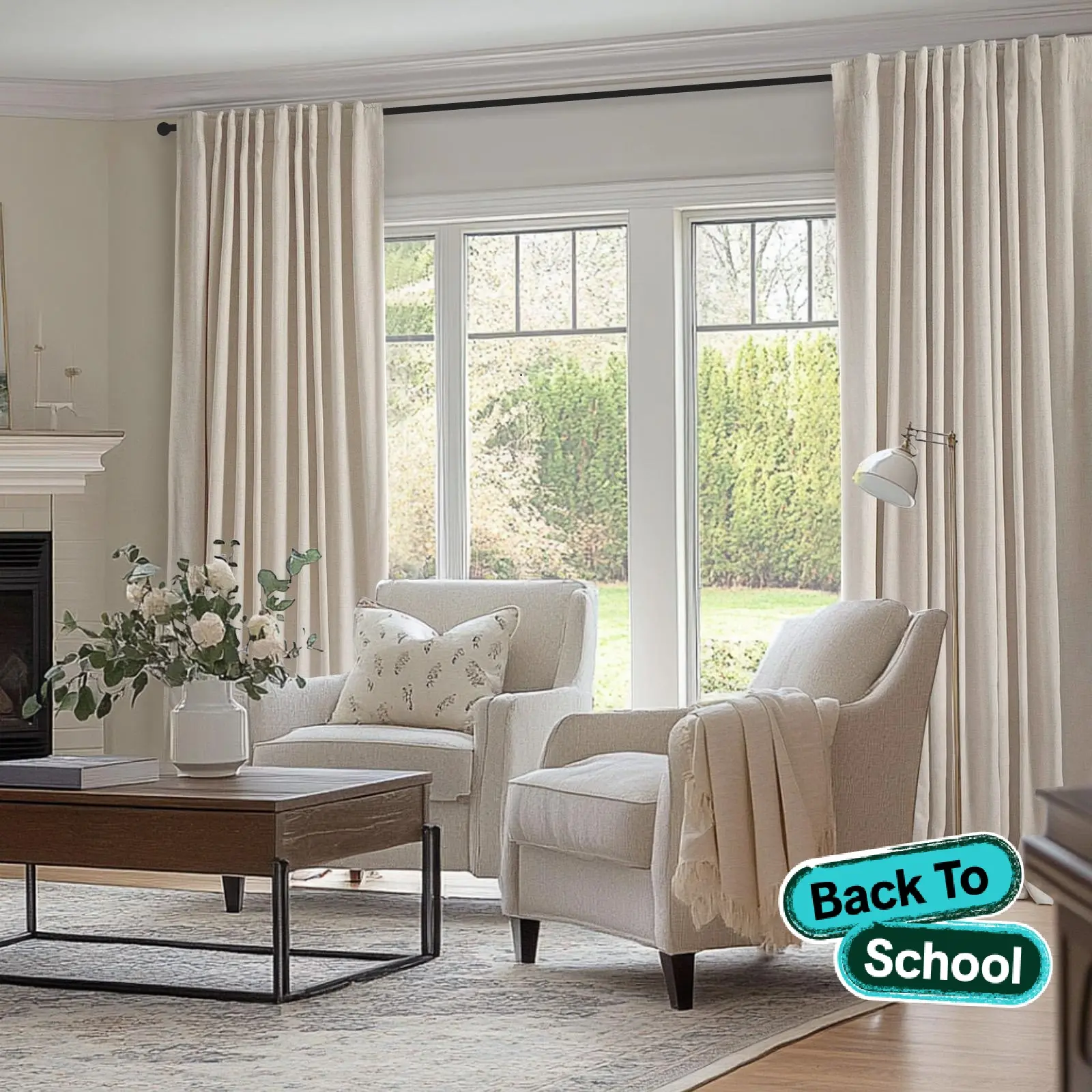 Inovaday | Blackout Curtains- 2pcs Linen Curtains for Bedroom & Living Room – Rod Pocket & Back Tab,Light Blocking Window Curtains for Apartment, Back To School,Renter-Friendly/Dorm Essentials,Home Textile