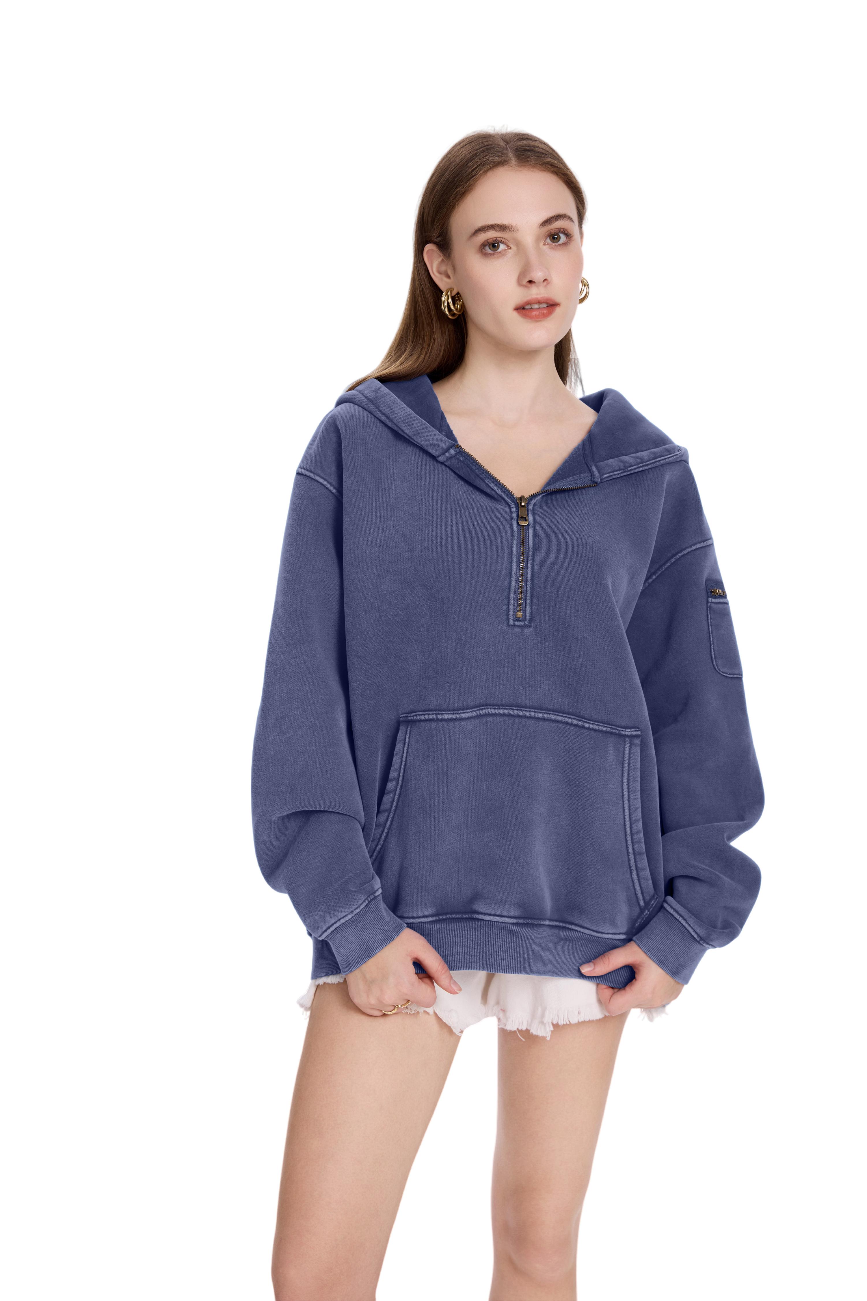 FAIABLE Unisex Oversized Half Zip Fleece Pullover Cozy Warm Parka-Style Sweatshirt for Men & Women Travel Streetwear Fashion Trendy Winter Layer Daily Casual Outdoor