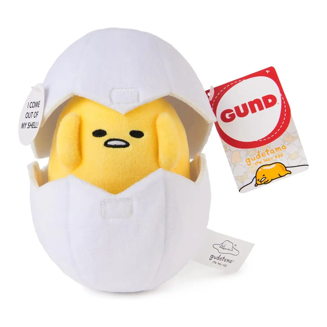 GUND Sanrio Collectible Gudetama The Lazy Egg 5-in Eggshell-Enclosed Stuffed Animal Plush Toy