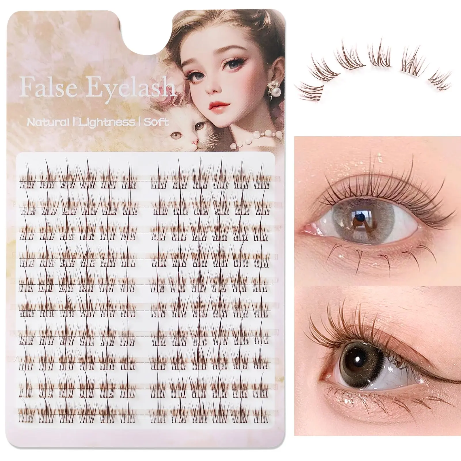 Natural Look Eyelashes Extensions, 1 Box Individual False Eyelashes, Self Grafting DIY Eyelash Extensions, Soft False Eyelashes for Women Eye Makeup Enhancement, Eyelash Falsies