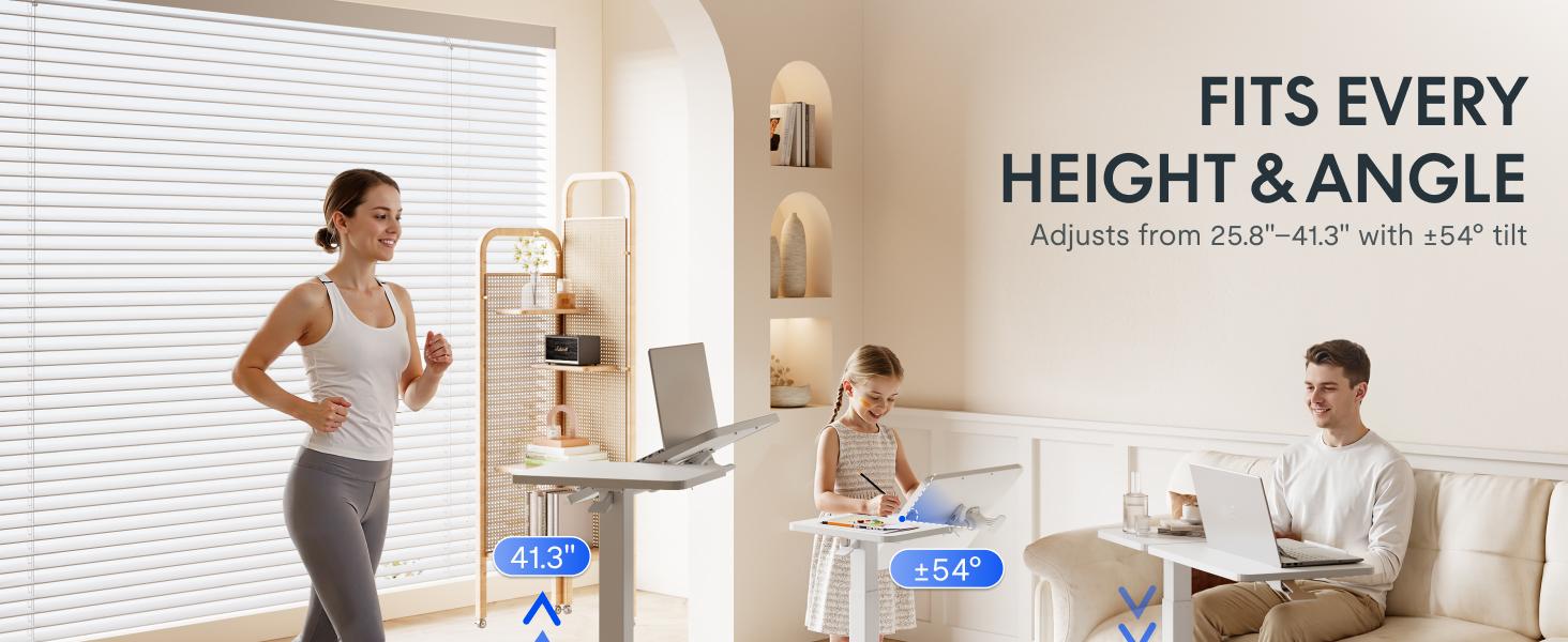 【SummerVibes】FLEXISPOT H7 Flex Height Adjustable C-Shaped End Table with Split Tilting Top, Mobile Side Table for Sofa & Bedside, Space-Saving Slide Under Furniture, Rolling Laptop Desk for Small Spaces, WFH Essentials, Versatile Home Gift tiktokshopsprin