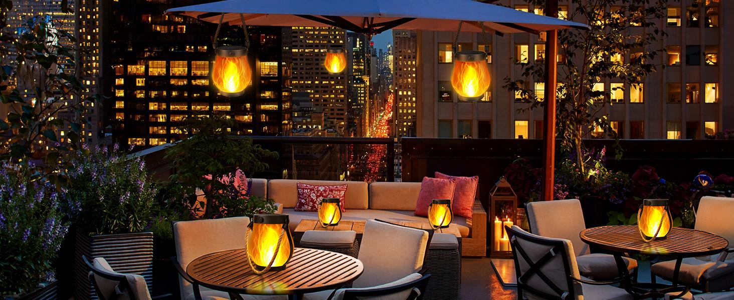 BougeRV 5.5 inch Solar Lantern Outdoor Lights 2025 new, Upgraded Flickering Flame Solar Lantern Outdoor Waterproof Lights, Solar Lanterns for Patio Garden Decoration, Flame Garden Lanterns for Outdoor Patio Trail Decorations, Holiday Decoration