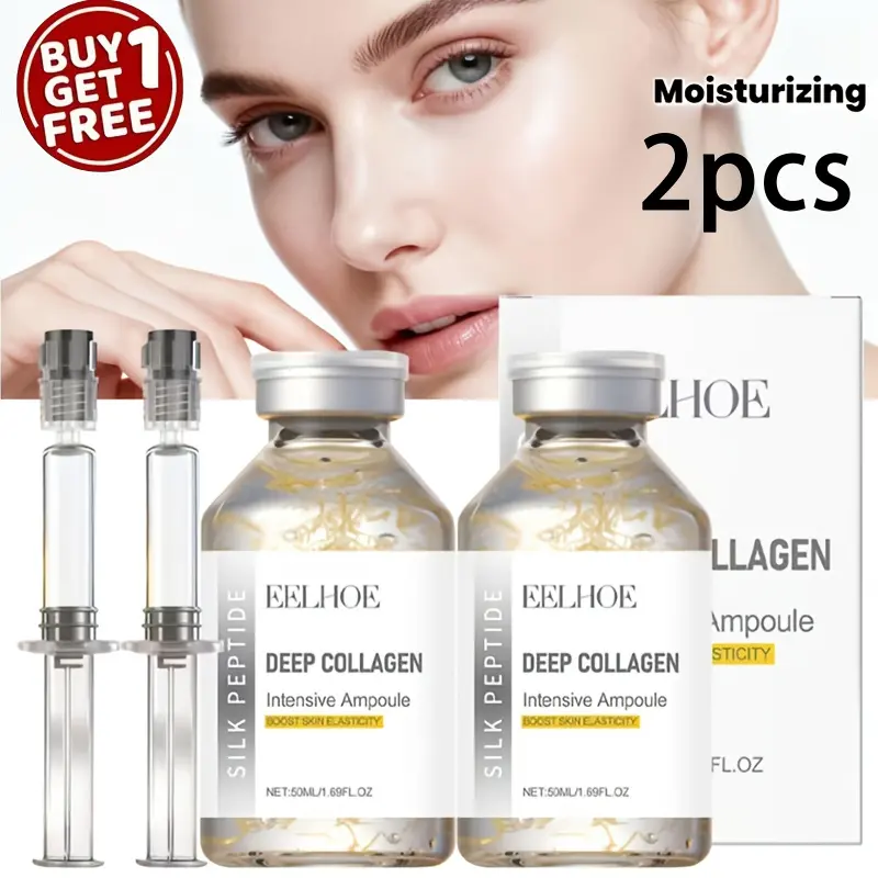 2 Pcs Korean Peptide Firming Facial Ampoule Serum, Elasticity Serum, Serums Set, with Collagen & 30-Peptide Complex, Sculpts Facial Contours, Improves Skin Texture for Elastic Skin, 72H Hydration, 50ml × 2, Suitable for All Skin Types