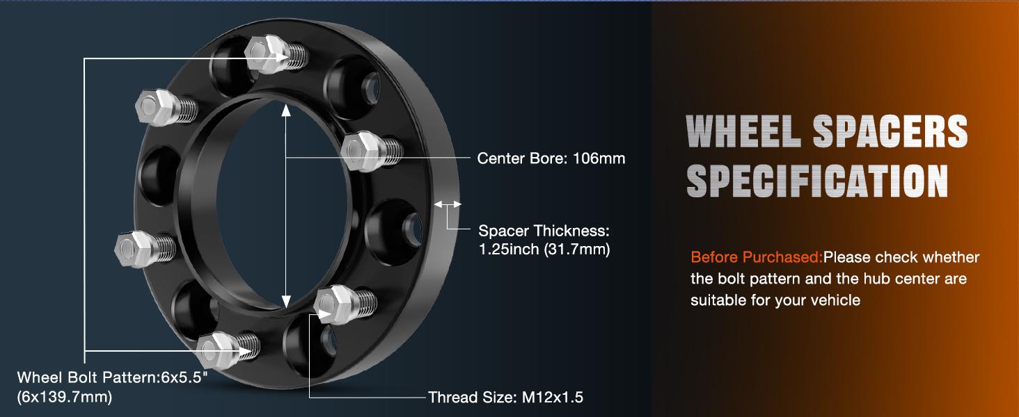 Nilight 6x5.5 Wheel Spacers,Hub Bore 106mm Hub Centric Wheel Spacers Fit for 1995-2023 Toyota Tacoma 4Runner FJ Cruiser Tundra Fortuner Sequoia 2013 2014 2015 2016 2017 2018 2019 2020 2021 2022 2023