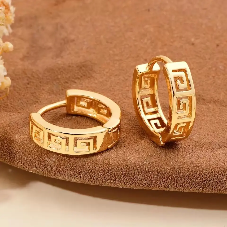 Vintage Geometric Pattern Earrings,Fashionable Unique Trendy Design, Versatile High-Quality Ear Accessories for Women &Girls