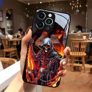 Phone Case - New Glass Case Design Featuring a Flame Reaper and Hellhound Illustration, Compatible with iPhone 17 16 15 14 13 12 11 PRO MAX PLUS, AIR, Scratch-Resistant and Dust-Proof Phone Case, Perfect Gift for Friends and Family